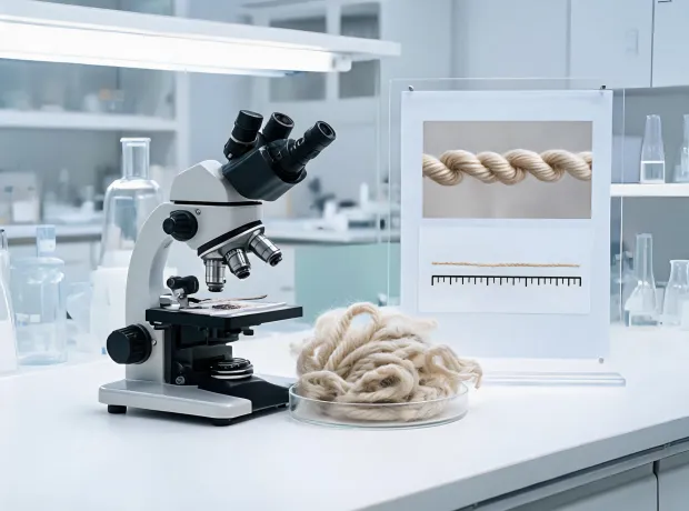 Wool fiber microscopy sample